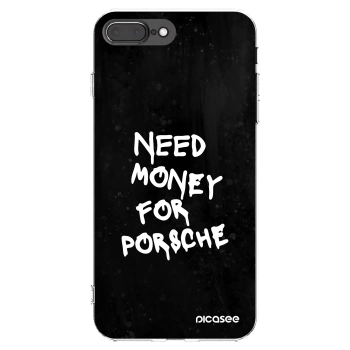 Picasee Apple iPhone 8 Plus Hülle - Transparentes Silikon - Black Dollar