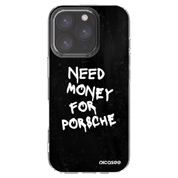 Picasee Apple iPhone 16 Pro Hülle - Transparentes Silikon - Black Dollar