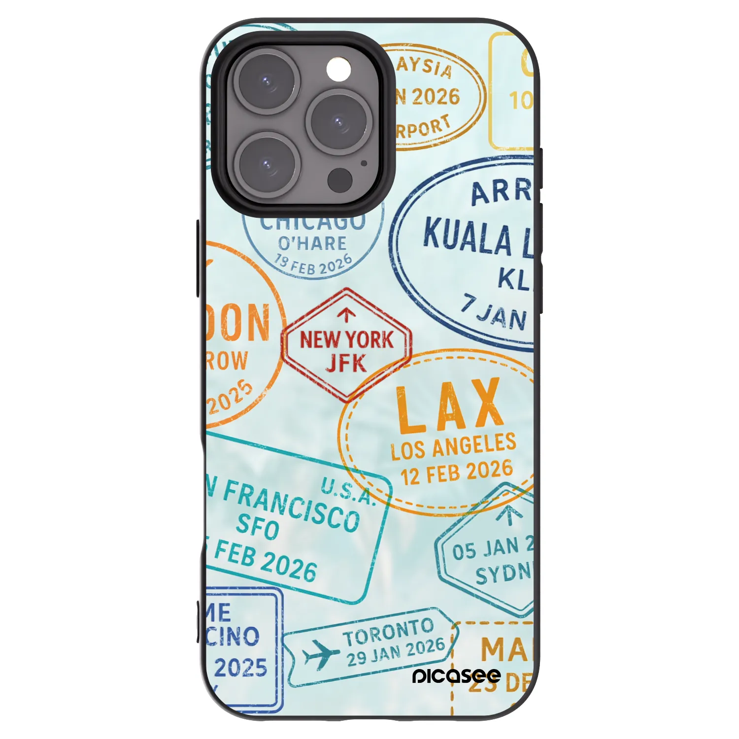 Picasee Apple iPhone 16 Pro Max Hülle - Schwarzes Silikon - PASSPORT EDITION