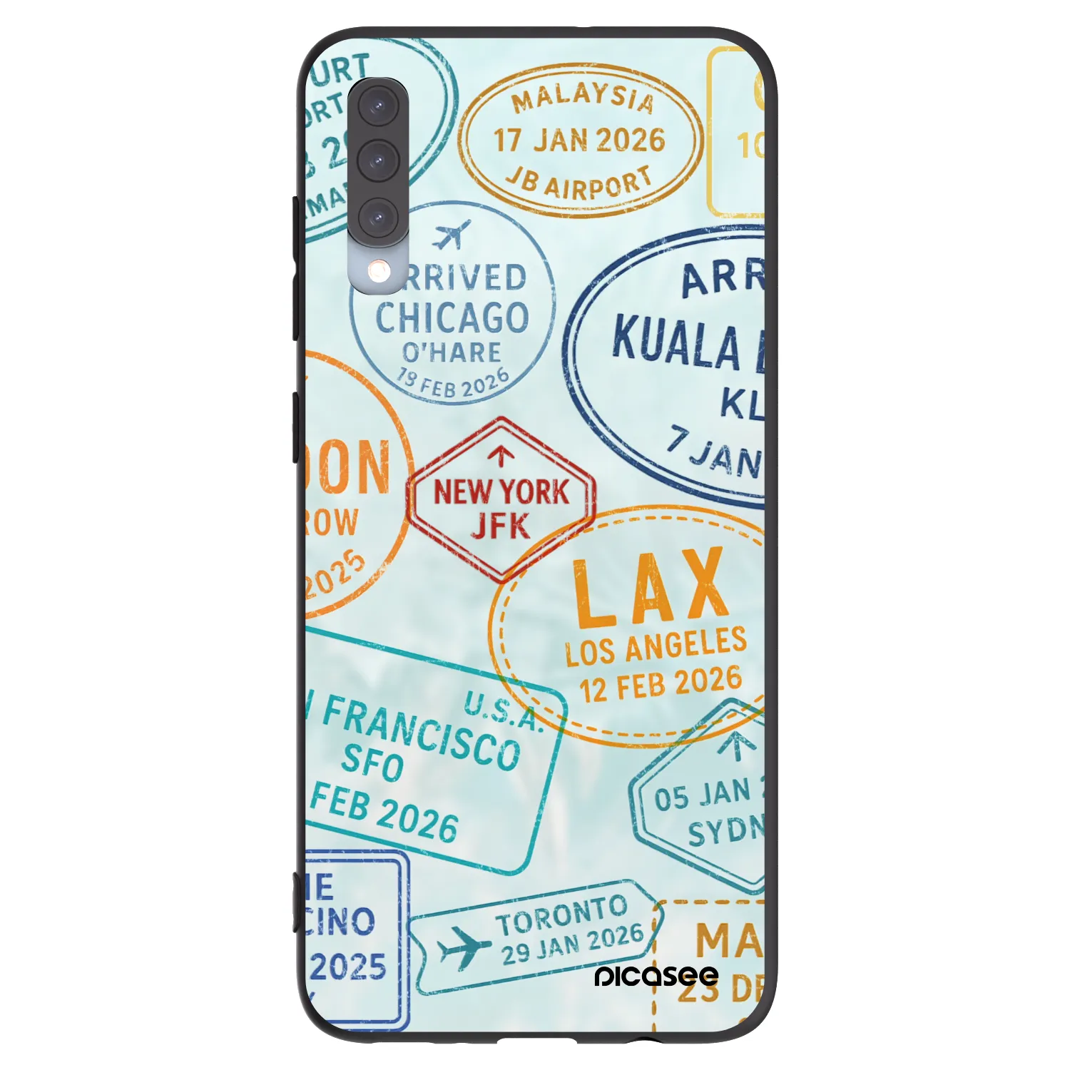 Picasee Samsung Galaxy A70 A705F Hülle - Schwarzes Silikon - PASSPORT EDITION