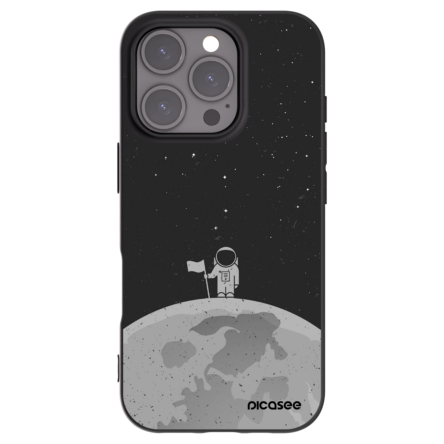 Picasee Apple iPhone 16 Pro Hülle - Schwarzes Silikon - Astronaut