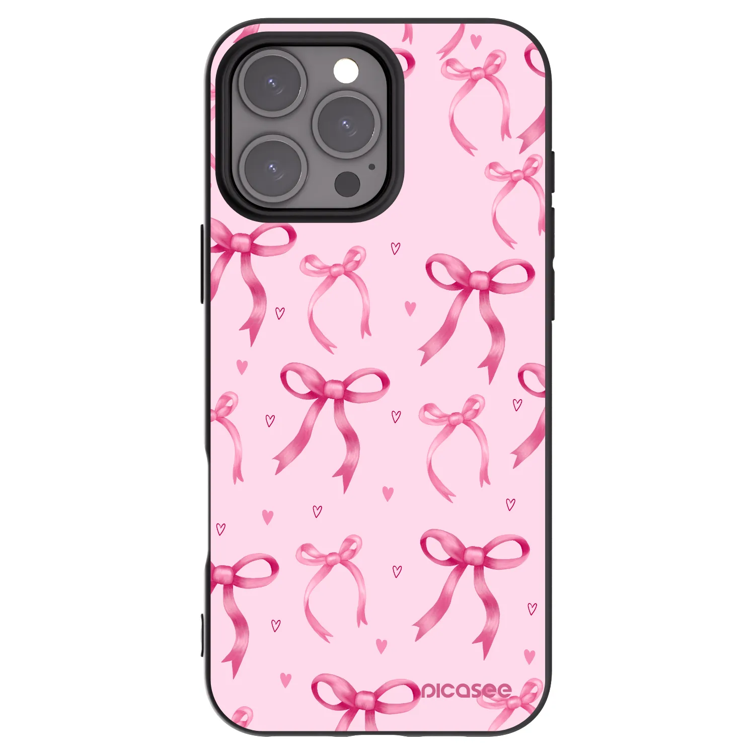 Picasee Apple iPhone 16 Pro Max Hülle - Schwarzes Silikon - Bow Aesthetic