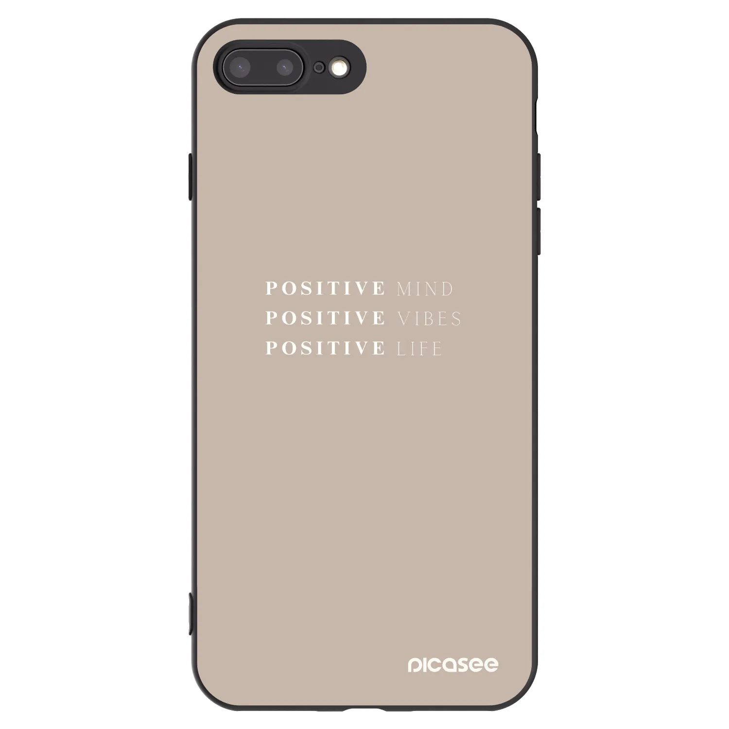 Picasee Apple iPhone 8 Plus Hülle - Schwarzes Silikon - Positive Vibes