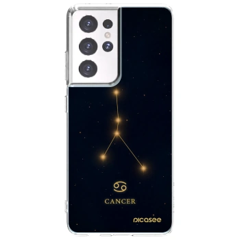 Picasee Samsung Galaxy S21 Ultra 5G G998B Hülle - Transparentes Silikon - CANCER