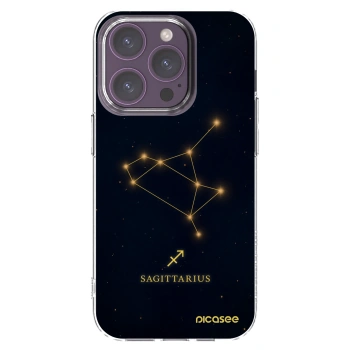 Picasee Apple iPhone 14 Pro Hülle - Transparentes Silikon - SAGITTARIUS