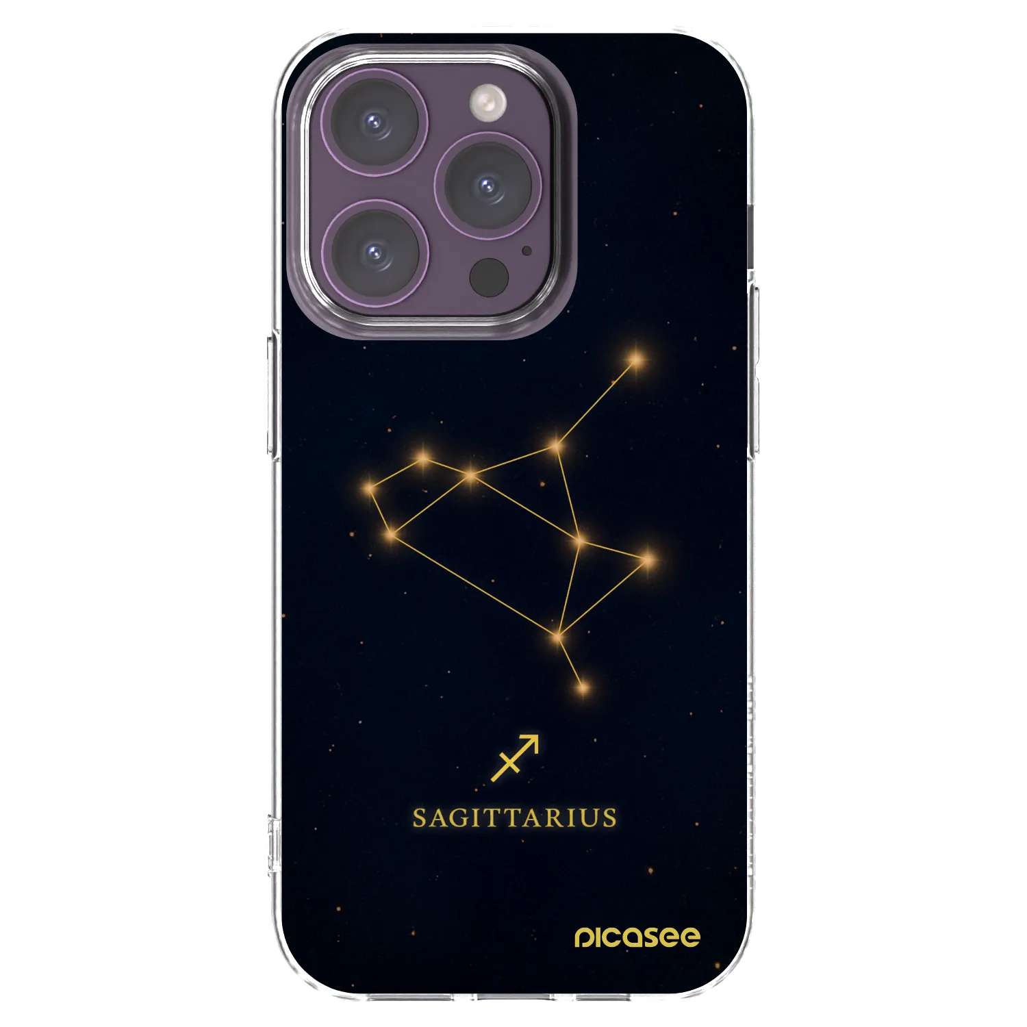 Picasee Apple iPhone 14 Pro Hülle - Transparentes Silikon - SAGITTARIUS