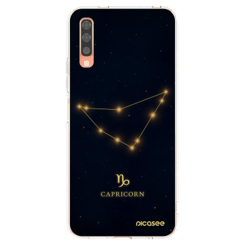 Picasee Samsung Galaxy A70 A705F Hülle - Transparentes Silikon - CAPRICORN