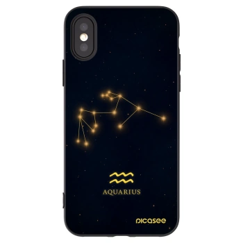 Picasee Apple iPhone X/XS Hülle - Schwarzes Silikon - AQUARIUS