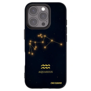 Picasee Apple iPhone 16 Pro Hülle - Schwarzes Silikon - AQUARIUS