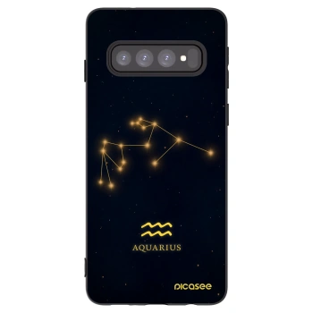 Picasee Samsung Galaxy S10 G973 Hülle - Schwarzes Silikon - AQUARIUS