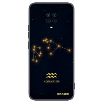 Picasee Xiaomi Redmi Note 9 Pro Hülle - Schwarzes Silikon - AQUARIUS
