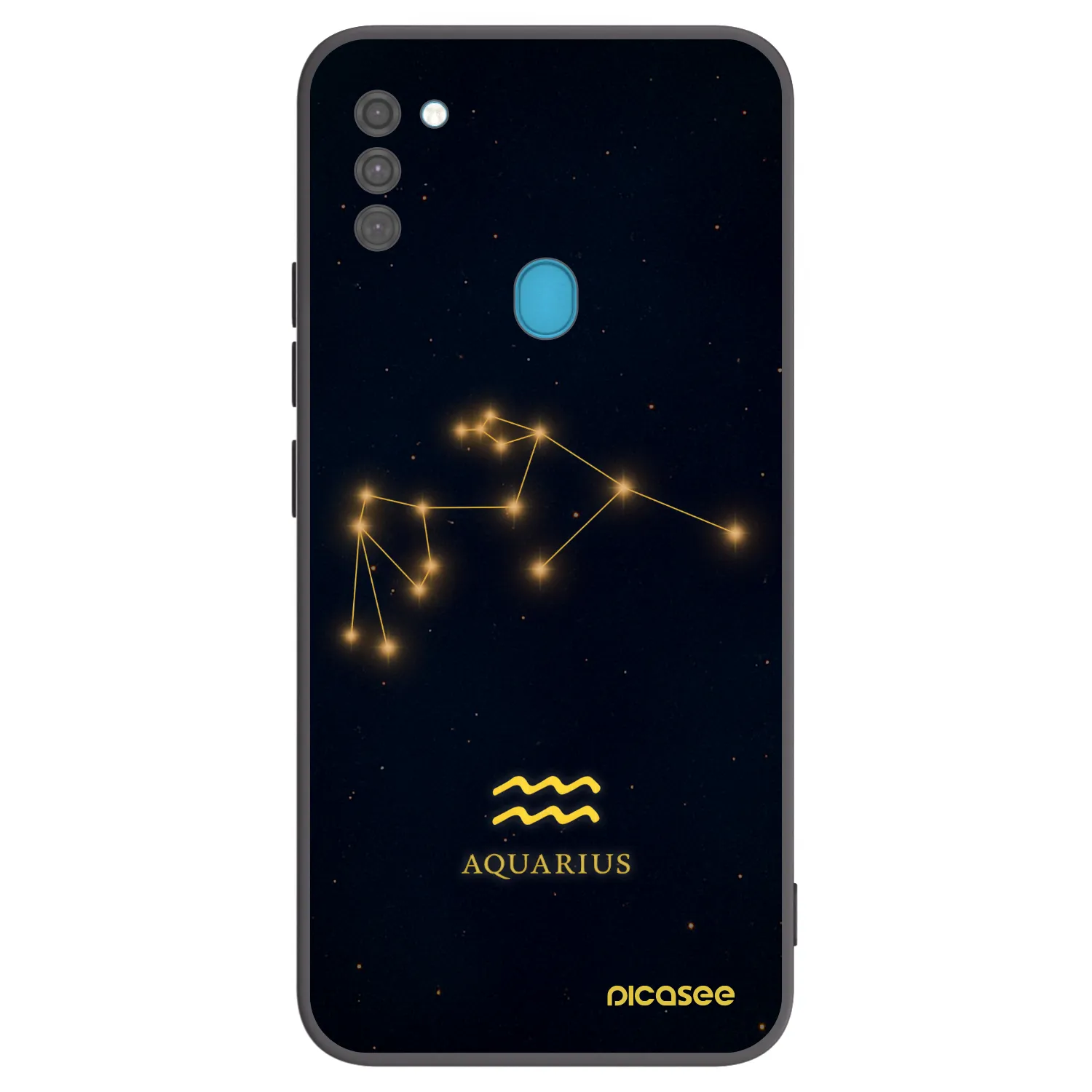 Picasee Samsung Galaxy M11 Hülle - Schwarzes Silikon - AQUARIUS