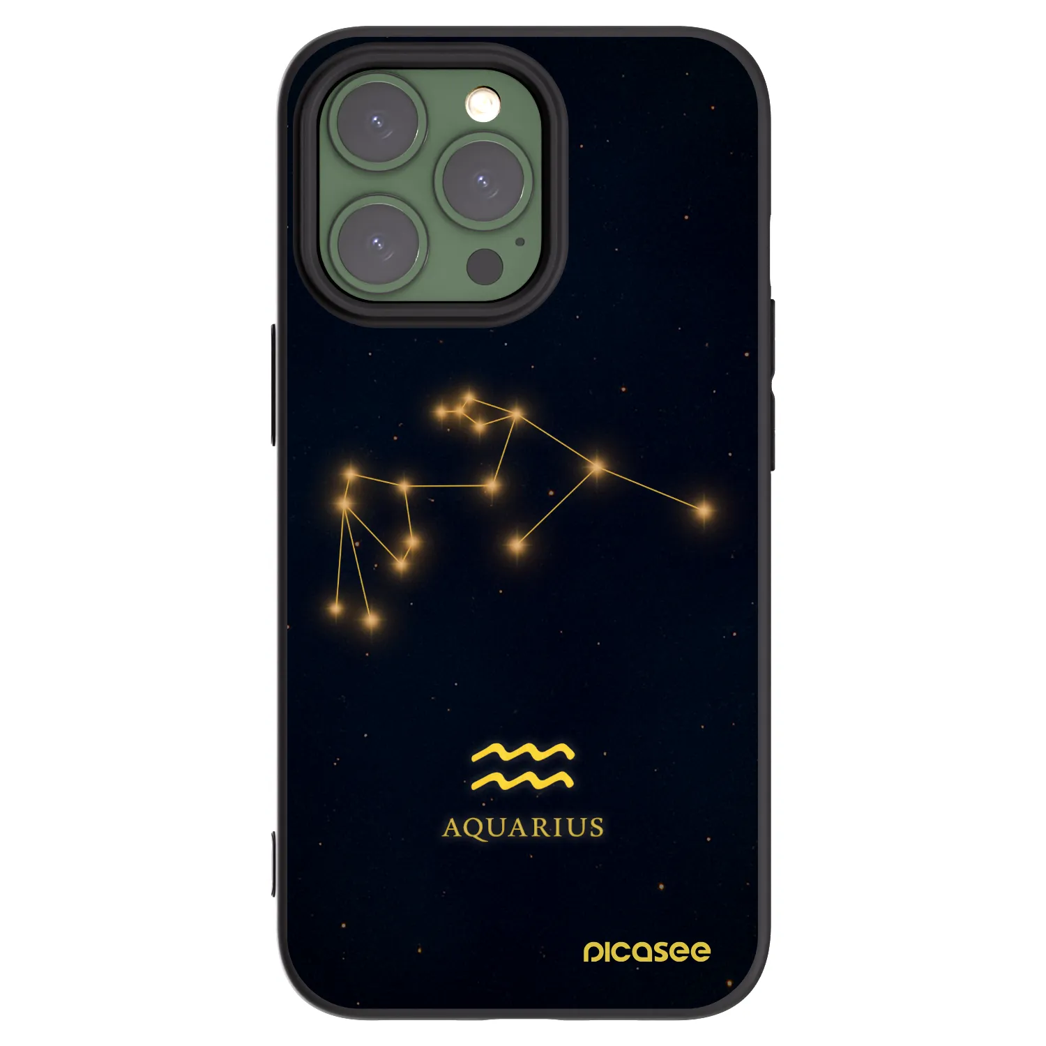Picasee Apple iPhone 13 Pro Hülle - Schwarzes Silikon - AQUARIUS