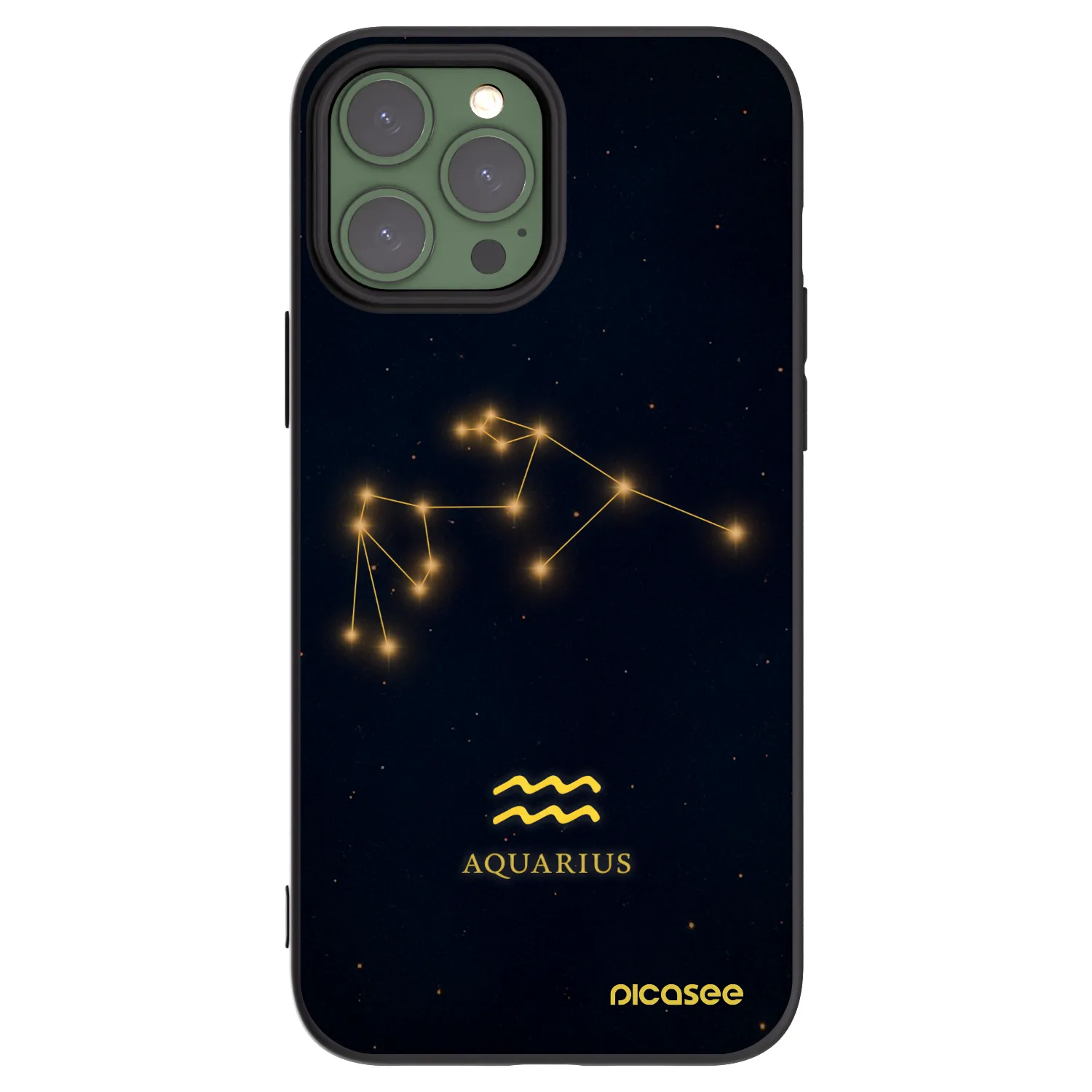 Picasee Apple iPhone 13 Pro Max Hülle - Schwarzes Silikon - AQUARIUS