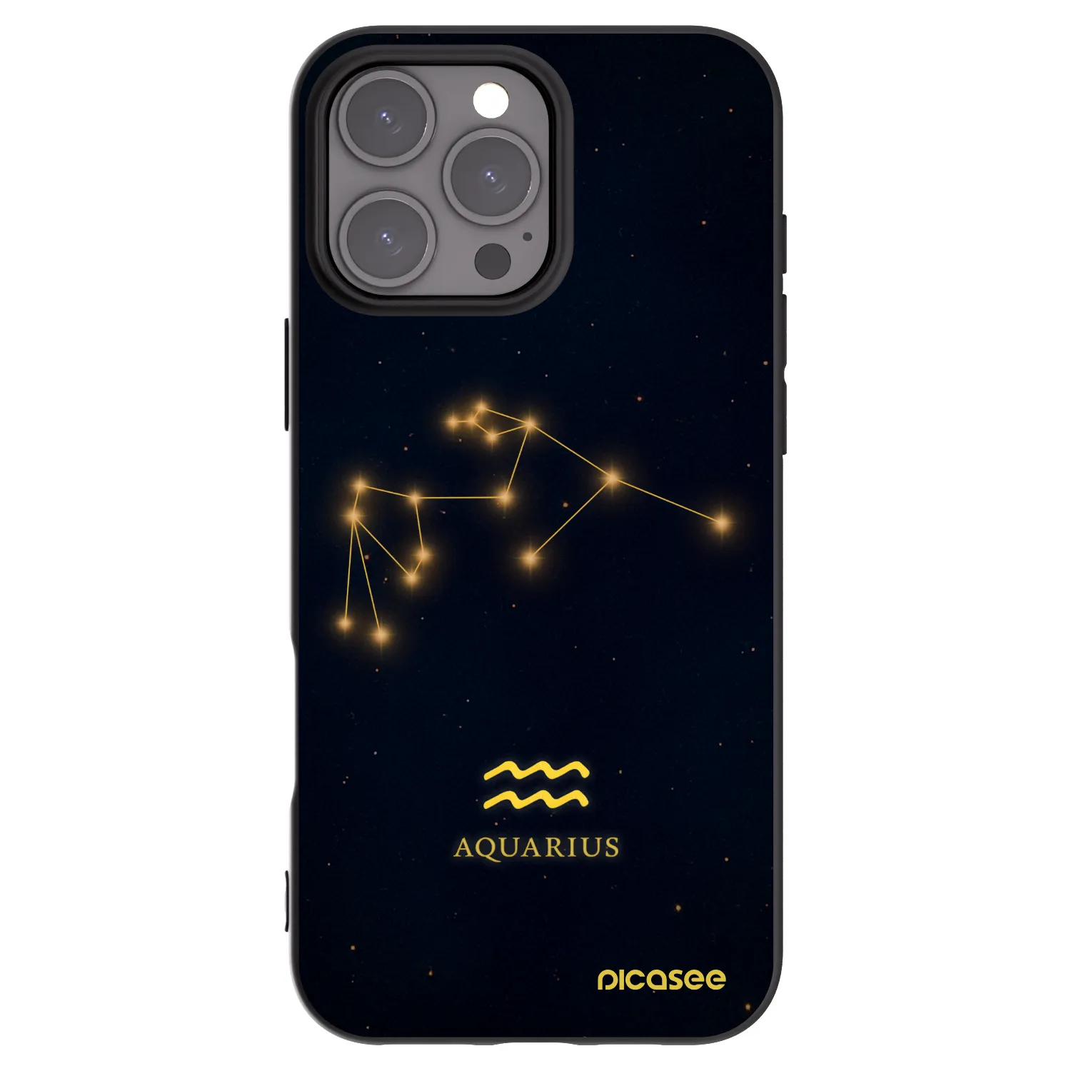 Picasee Apple iPhone 16 Pro Max Hülle - Schwarzes Silikon - AQUARIUS