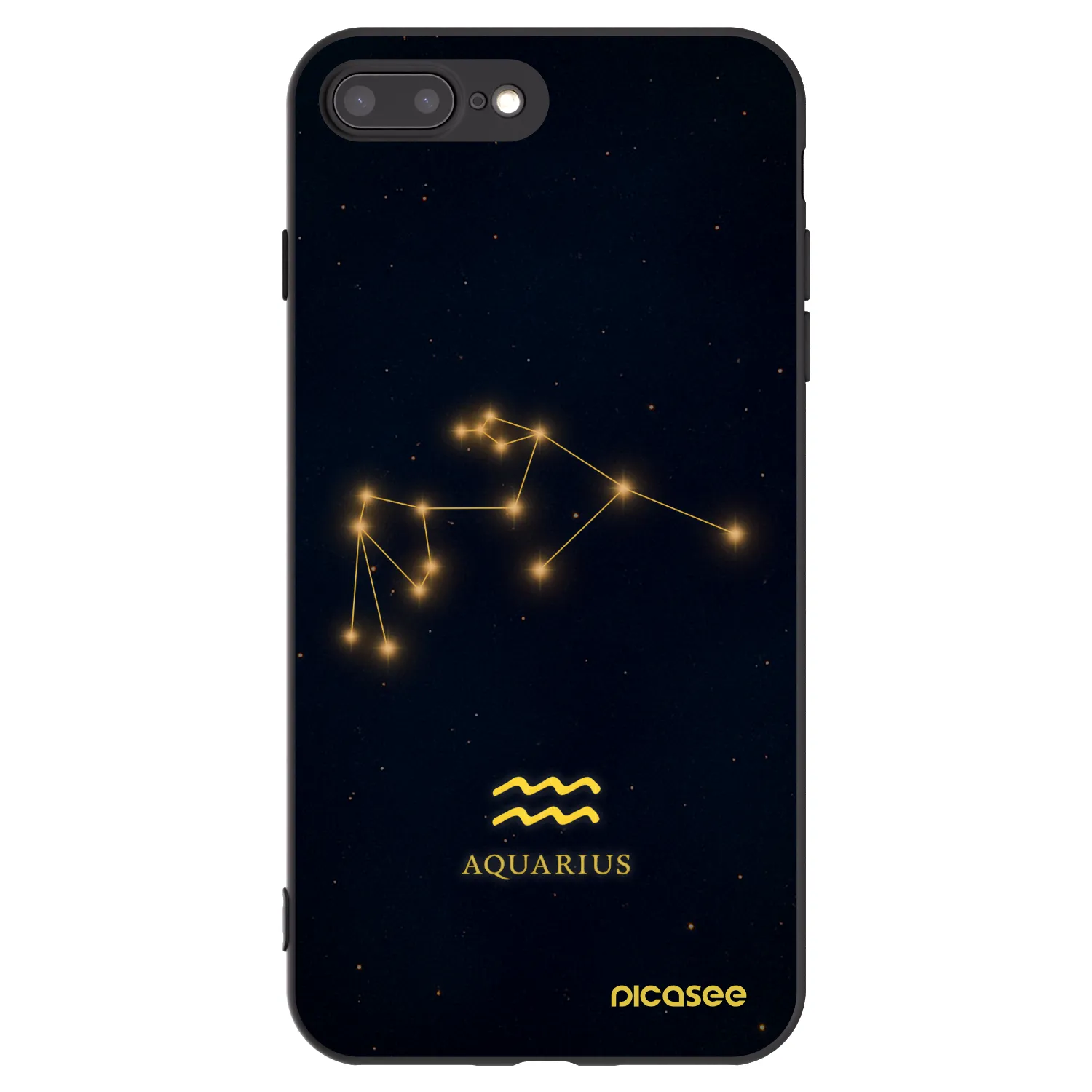 Picasee Apple iPhone 8 Plus Hülle - Schwarzes Silikon - AQUARIUS