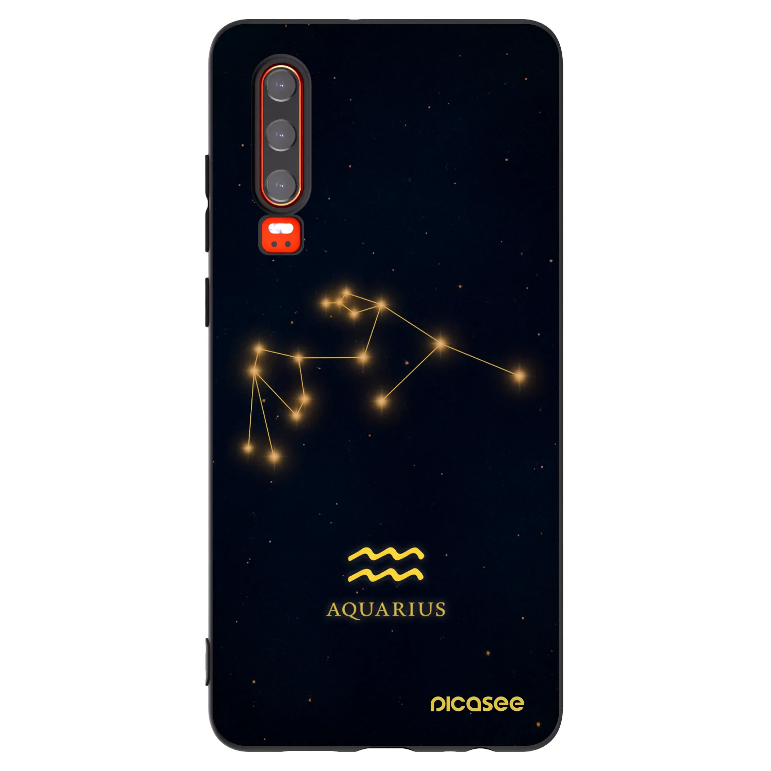 Picasee Huawei P30 Hülle - Schwarzes Silikon - AQUARIUS