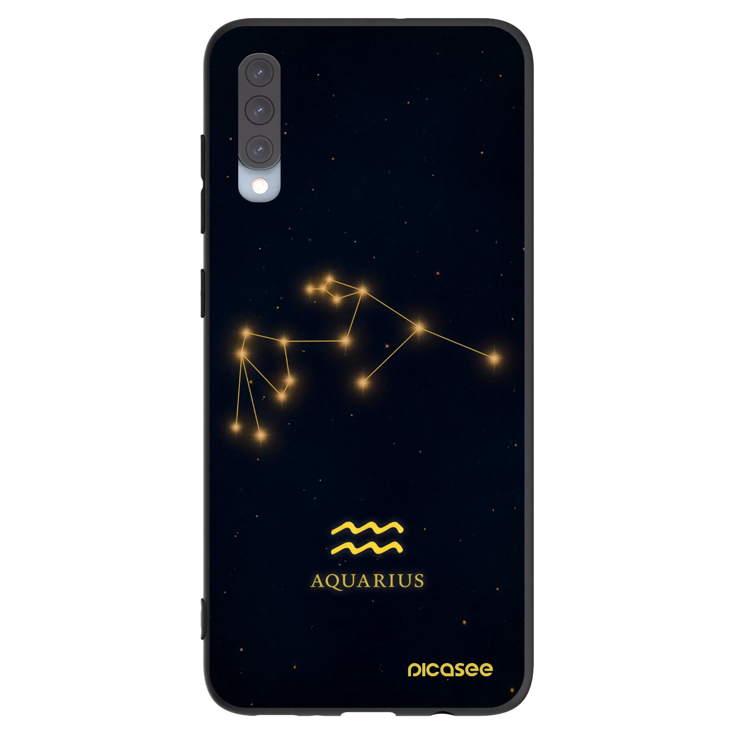 Picasee Samsung Galaxy A70 A705F Hülle - Schwarzes Silikon - AQUARIUS