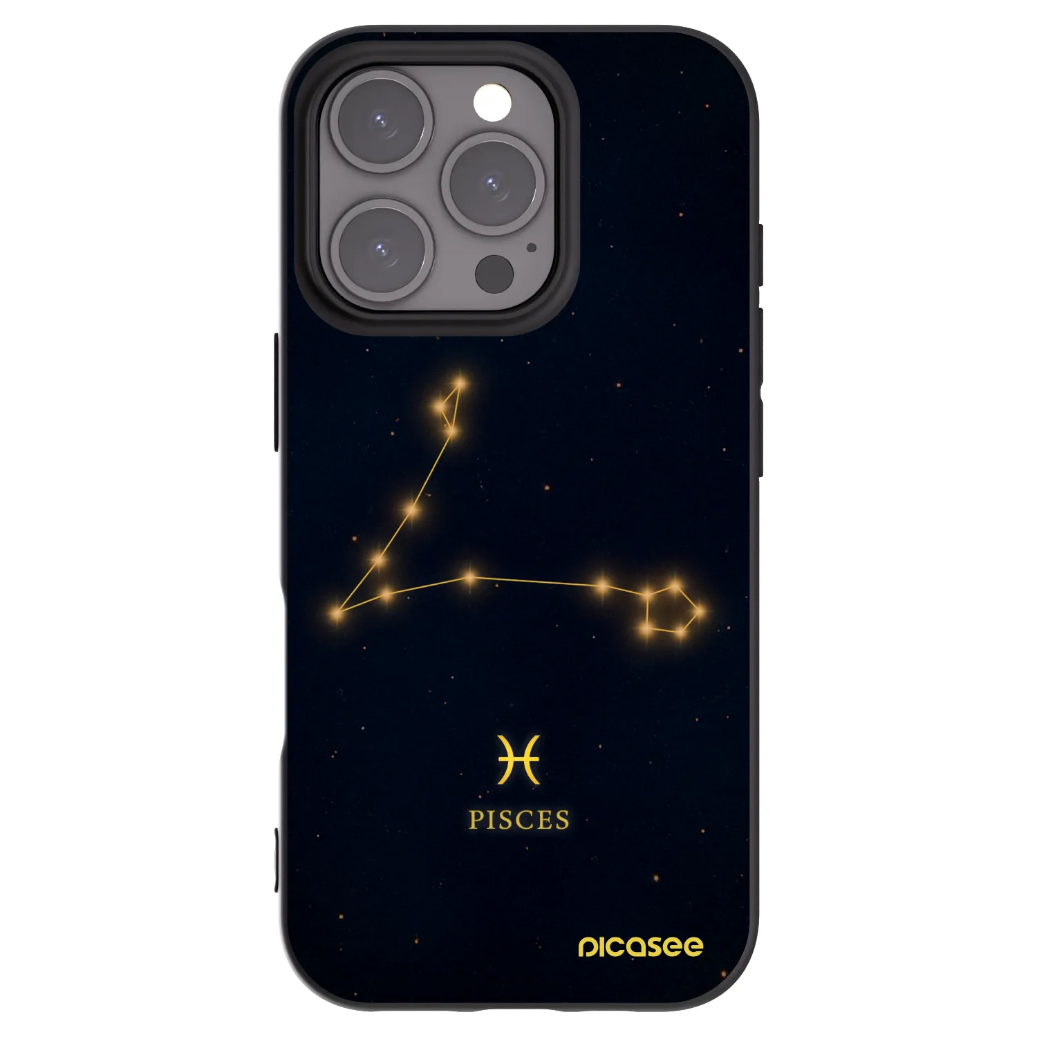 Picasee Apple iPhone 16 Pro Hülle - Schwarzes Silikon - PISCES