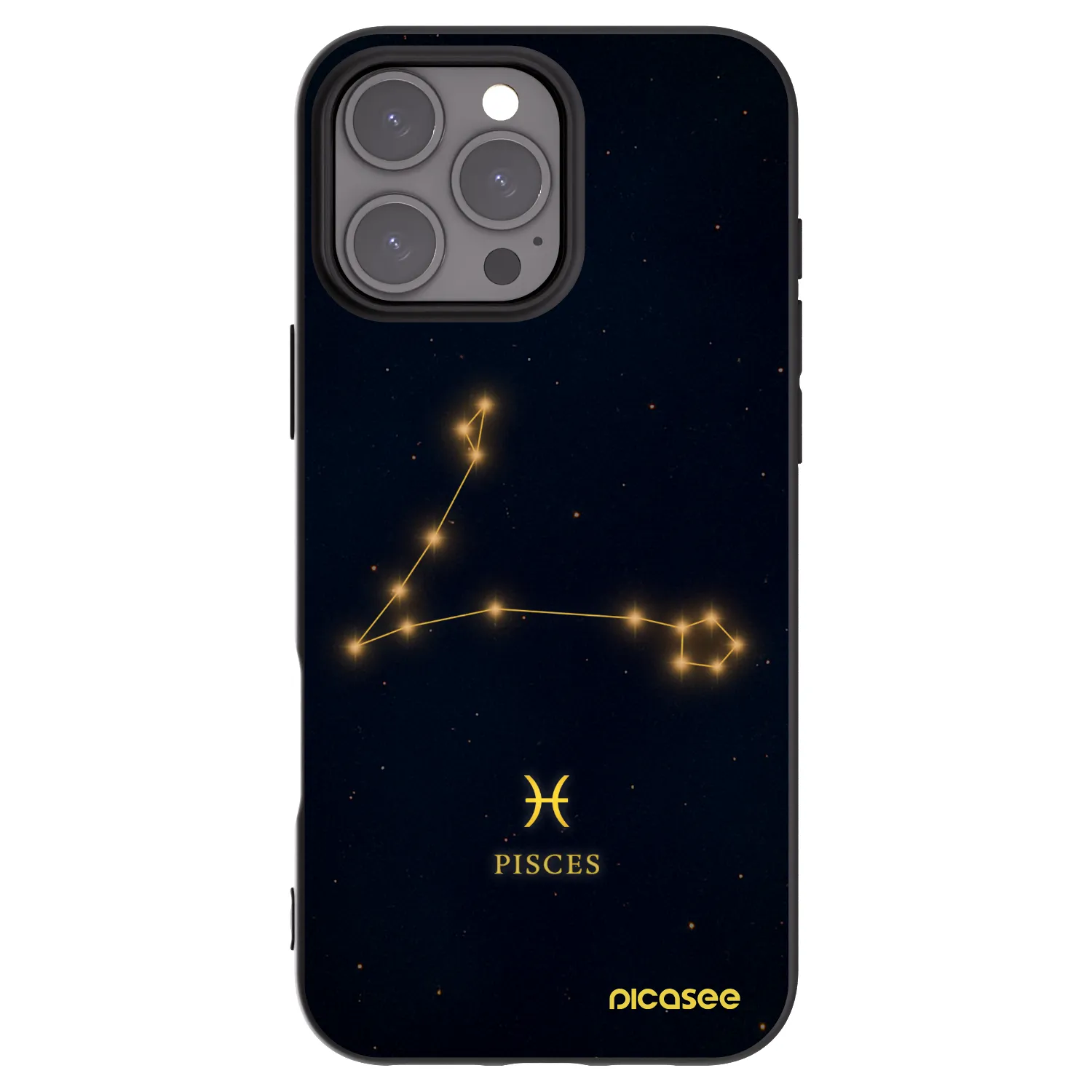 Picasee Apple iPhone 16 Pro Max Hülle - Schwarzes Silikon - PISCES
