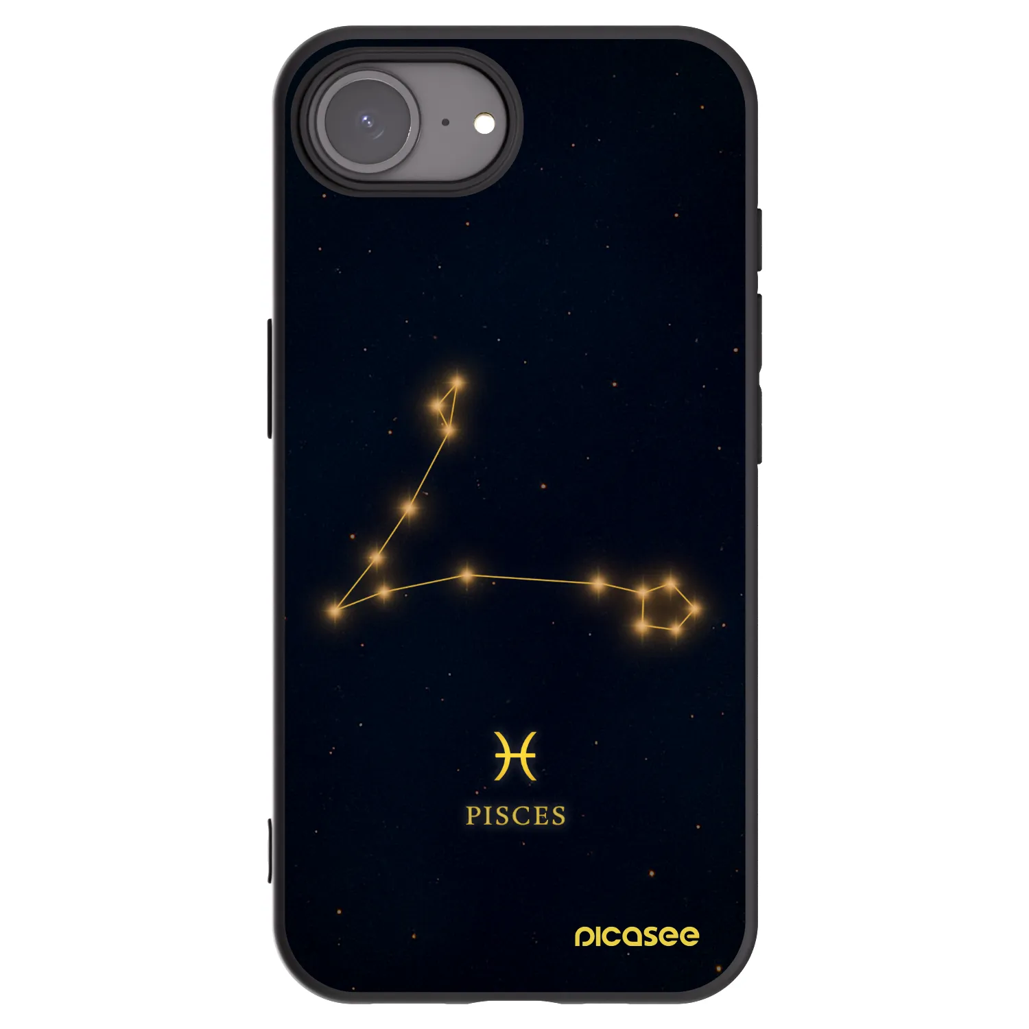 Picasee Apple iPhone 16e Hülle - Schwarzes Silikon - PISCES