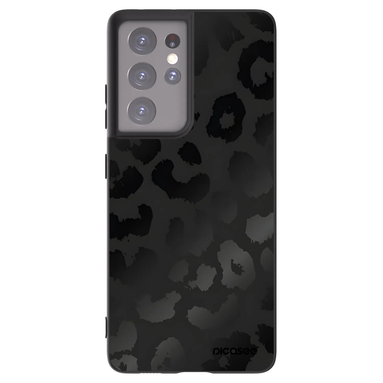 Picasee Samsung Galaxy S21 Ultra 5G G998B Hülle - Schwarzes Silikon - Midnight Leopard