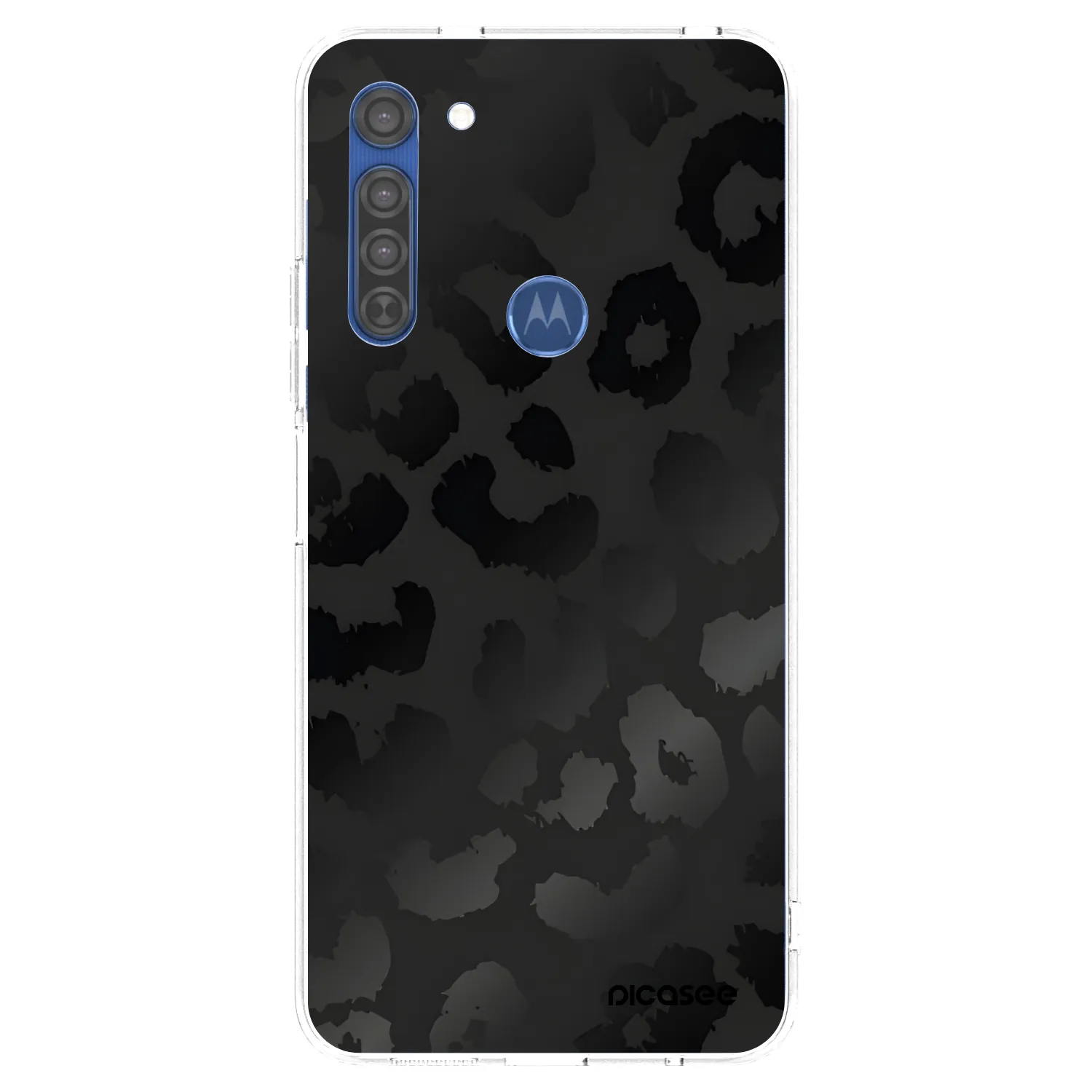 Picasee Motorola Moto G8 Hülle - Transparentes Silikon - Midnight Leopard