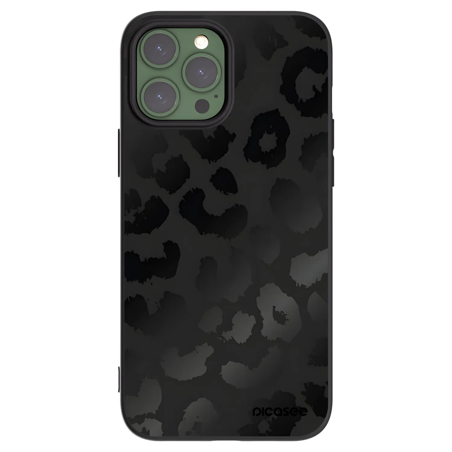 Picasee Apple iPhone 13 Pro Max Hülle - Schwarzes Silikon - Midnight Leopard