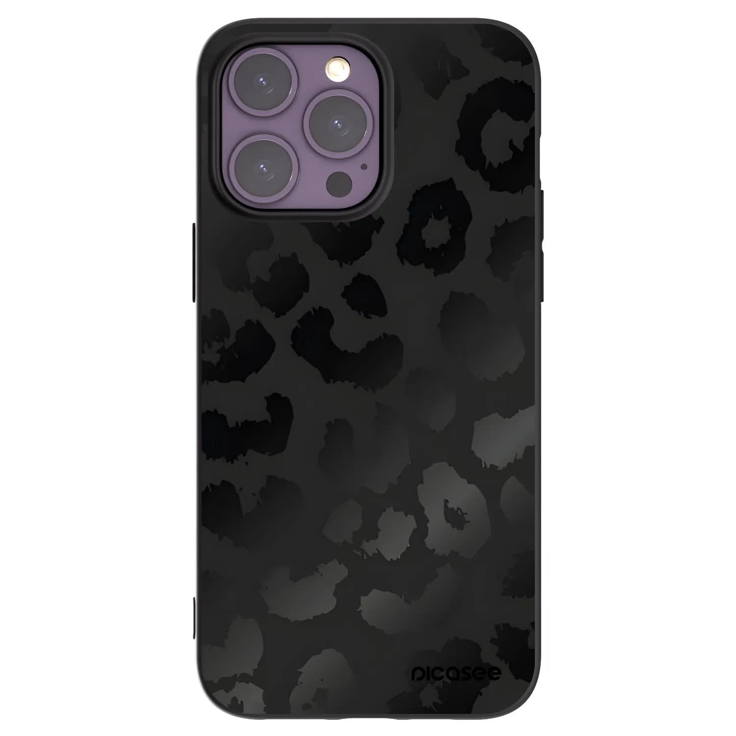 Picasee Apple iPhone 14 Pro Max Hülle - Schwarzes Silikon - Midnight Leopard