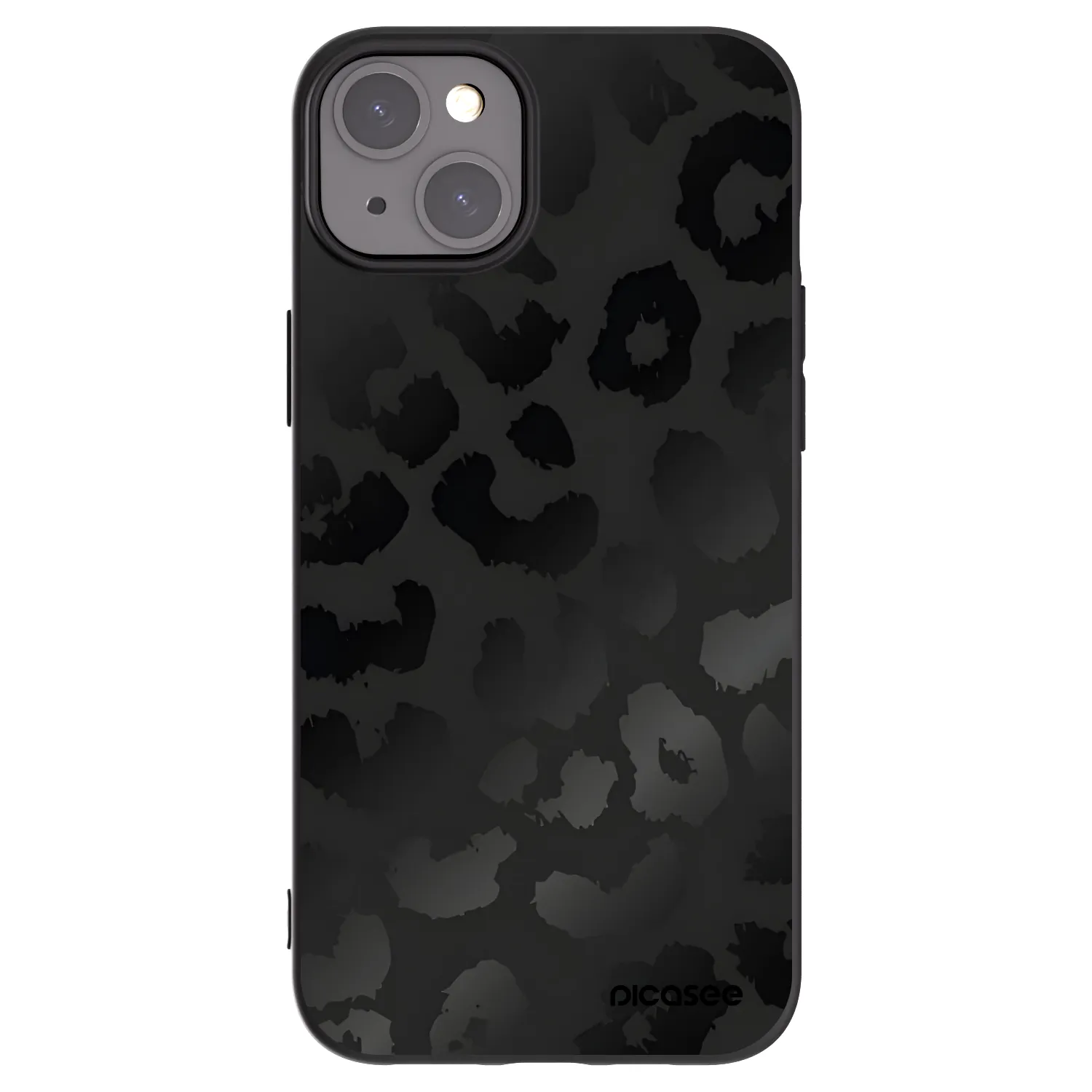 Picasee Apple iPhone 15 Plus Hülle - Schwarzes Silikon - Midnight Leopard
