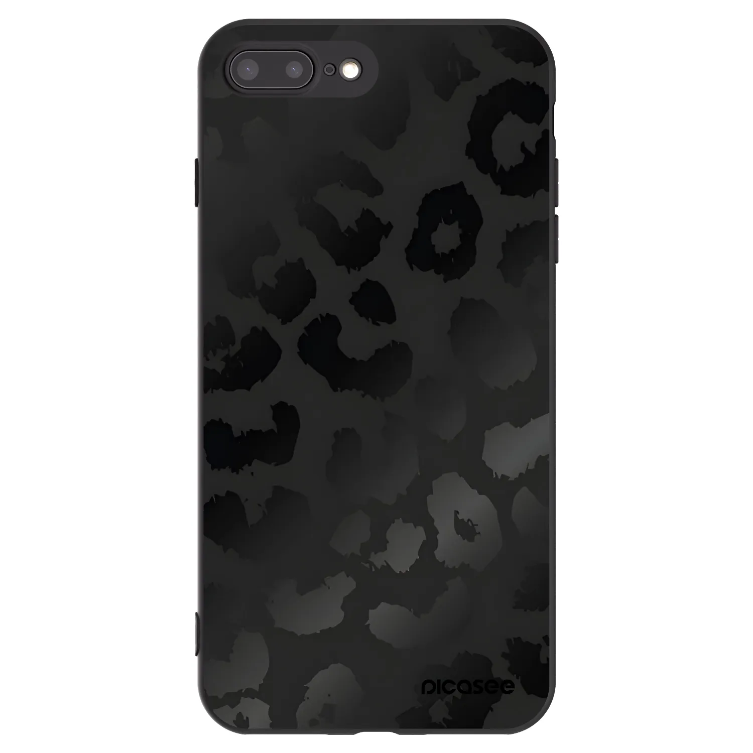 Picasee Apple iPhone 8 Plus Hülle - Schwarzes Silikon - Midnight Leopard
