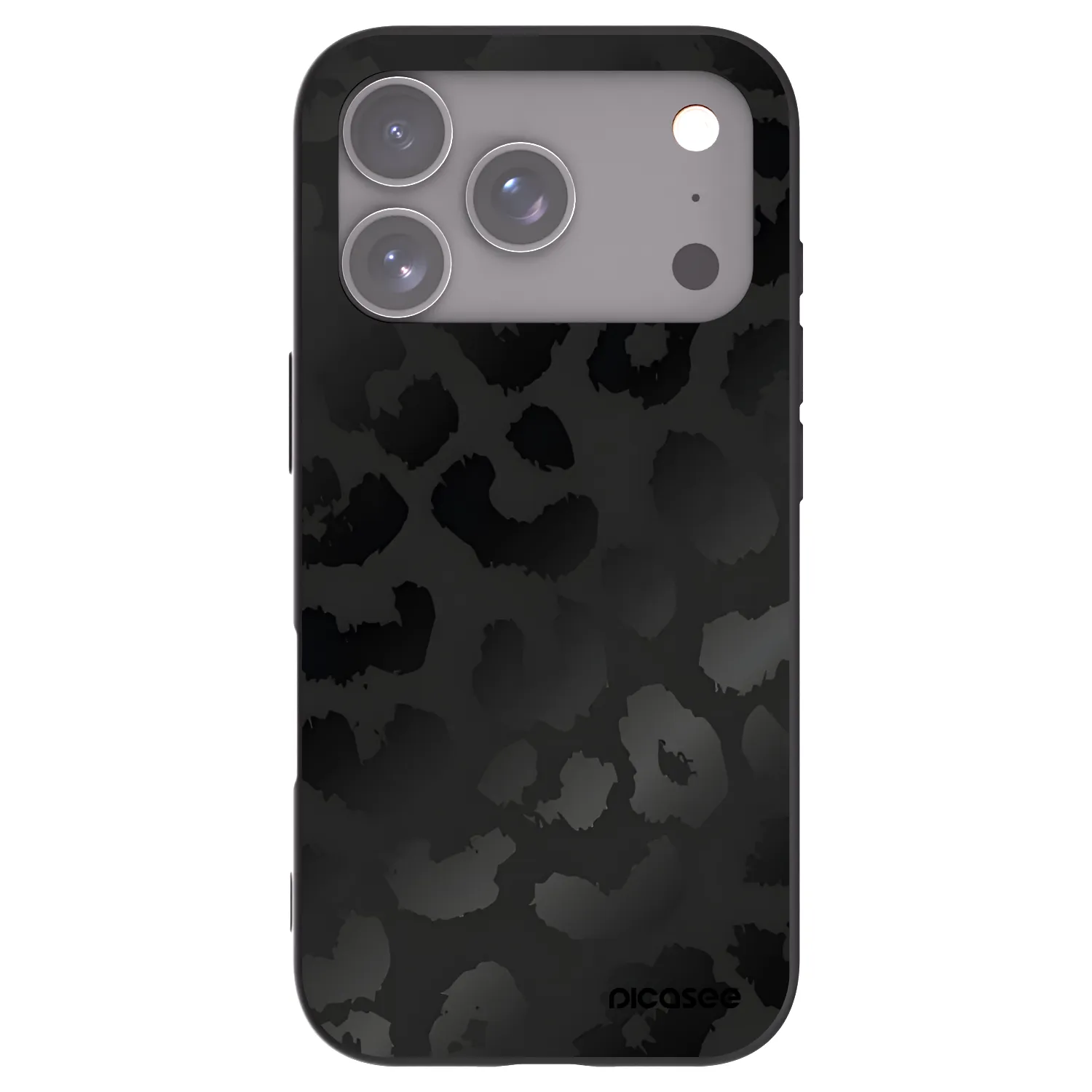 Picasee Apple iPhone 17 Pro Hülle - Schwarzes Silikon - Midnight Leopard