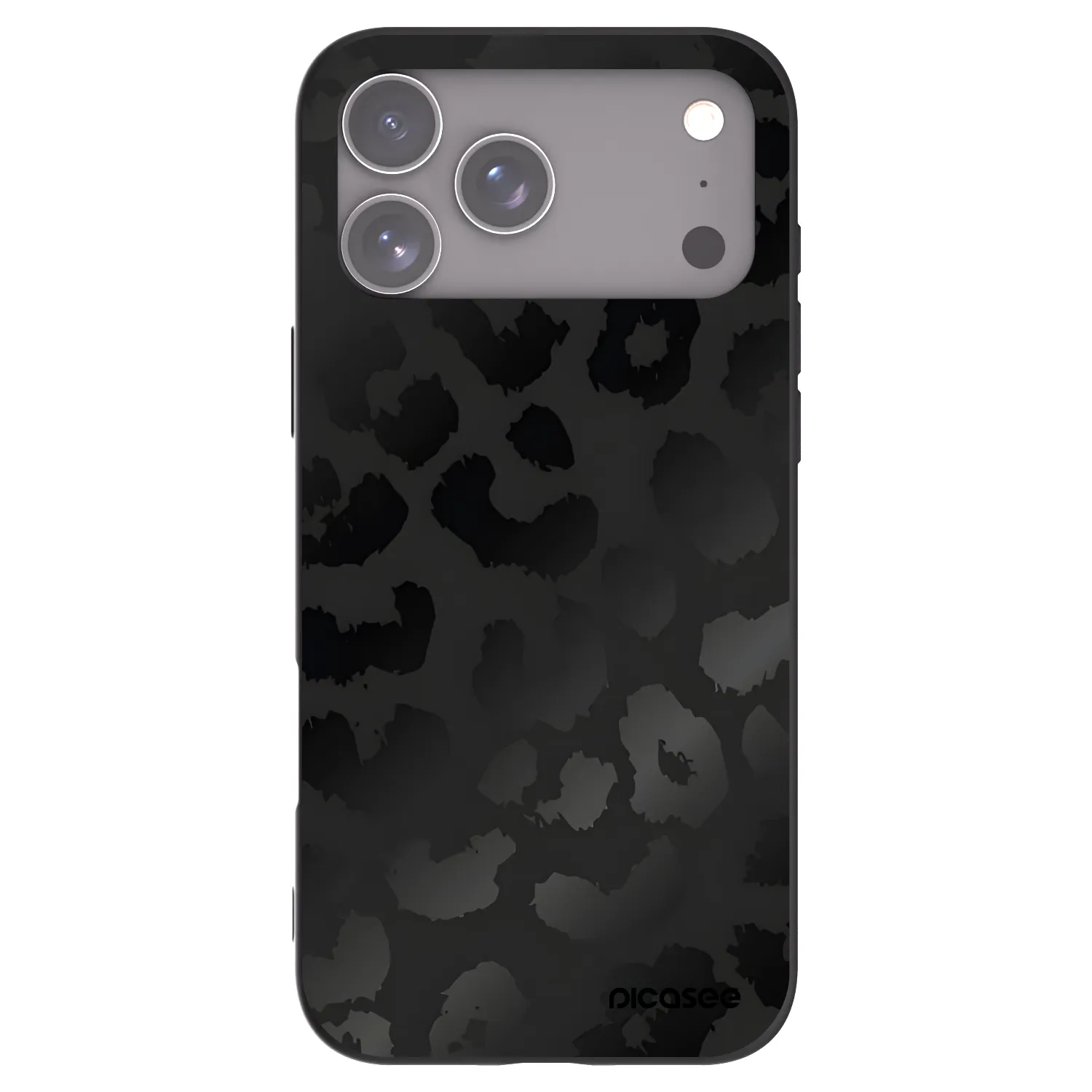 Picasee Apple iPhone 17 Pro Max Hülle - Schwarzes Silikon - Midnight Leopard