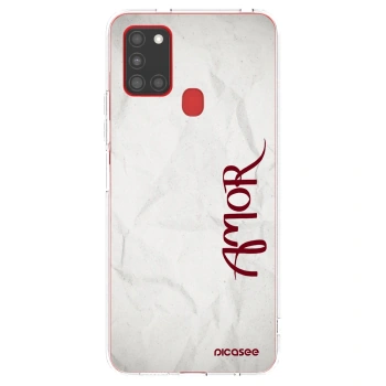 Picasee Samsung Galaxy A21s Hülle - Transparentes Silikon - Amor