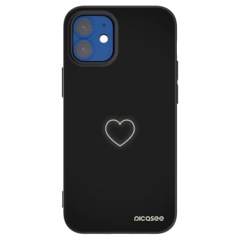 Picasee Apple iPhone 12 mini Hülle - Schwarzes Silikon - Heart