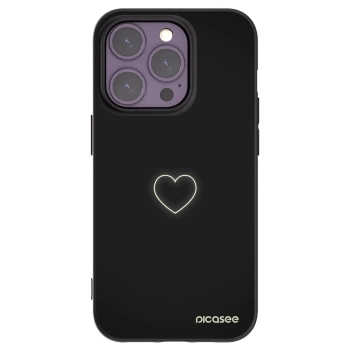 Picasee Apple iPhone 14 Pro Hülle - Schwarzes Silikon - Heart