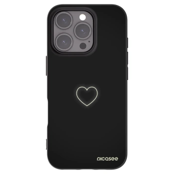 Picasee Apple iPhone 16 Pro Hülle - Schwarzes Silikon - Heart