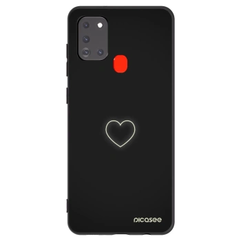 Picasee Samsung Galaxy A21s Hülle - Schwarzes Silikon - Heart