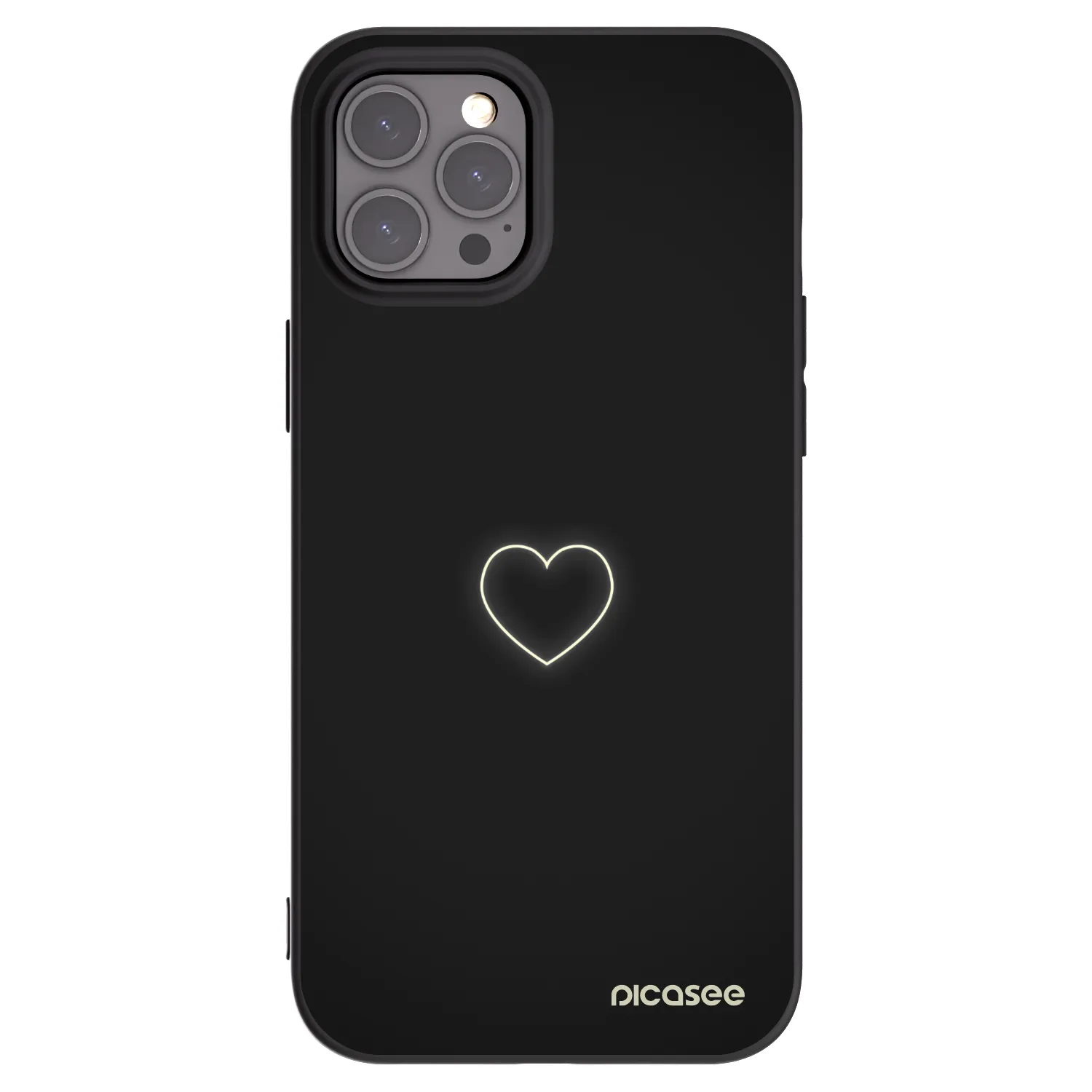 Picasee Apple iPhone 12 Pro Max Hülle - Schwarzes Silikon - Heart