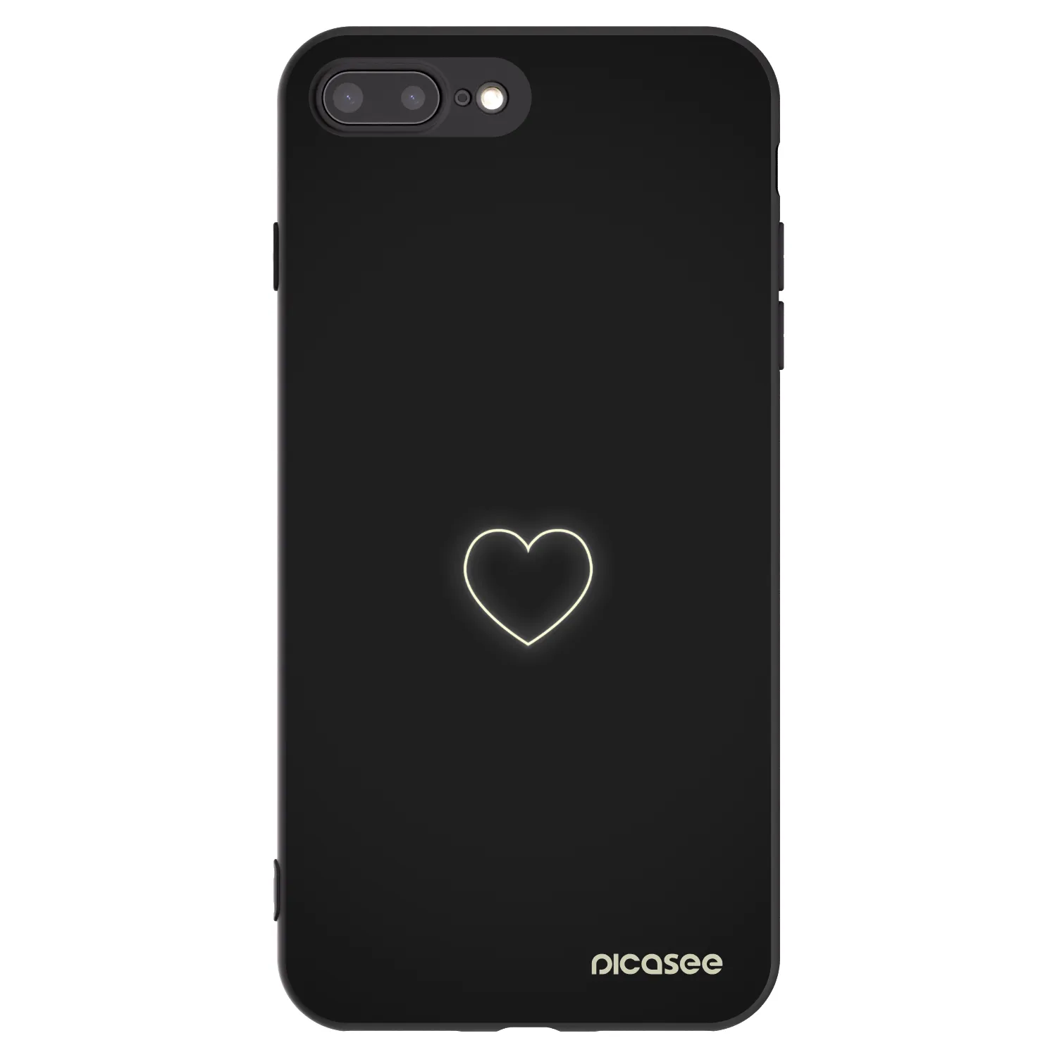 Picasee Apple iPhone 7 Plus Hülle - Schwarzes Silikon - Heart