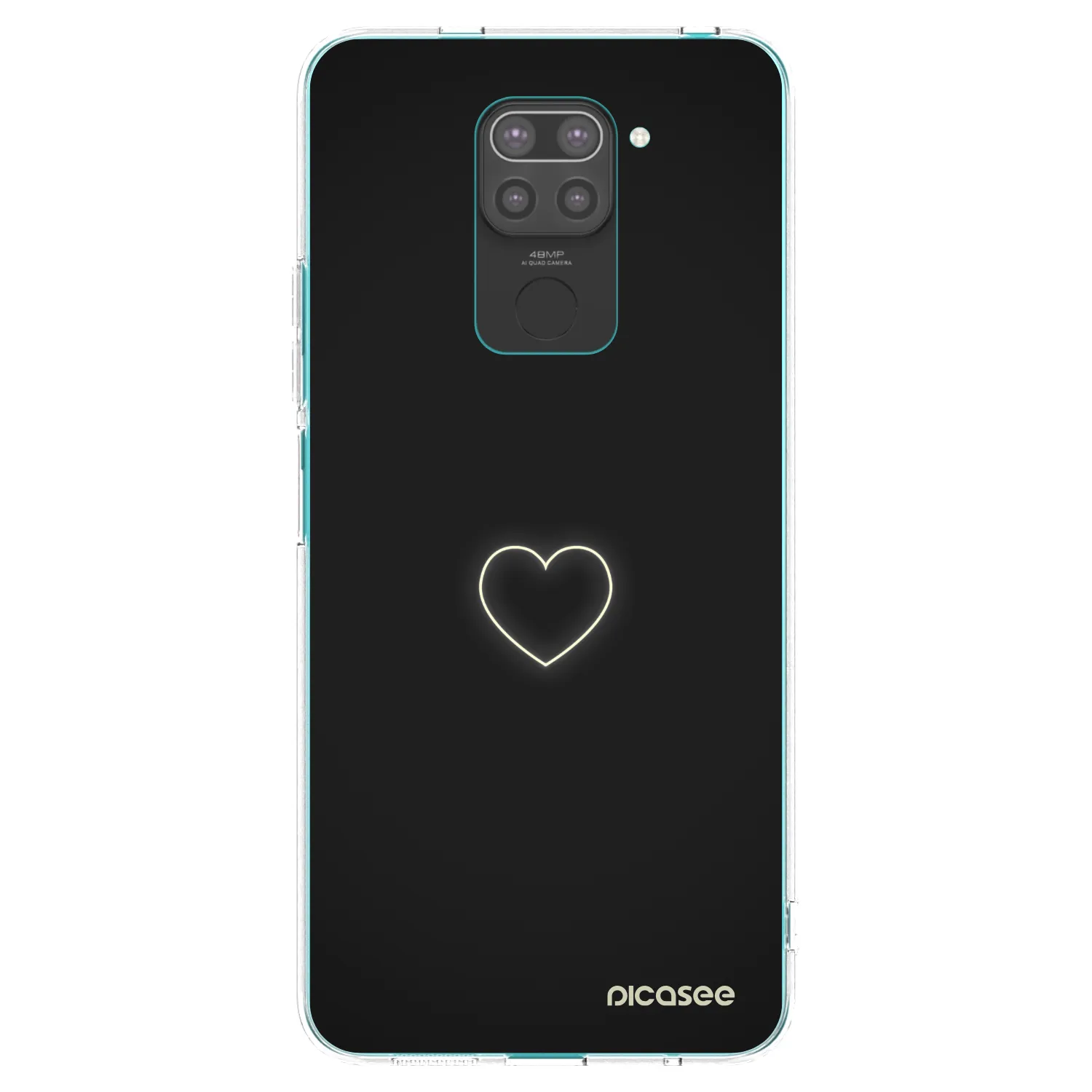 Picasee Xiaomi Redmi Note 9 Hülle - Schwarzes Silikon - Heart
