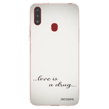 Picasee Samsung Galaxy A20s Hülle - Transparentes Silikon - Love is a drug
