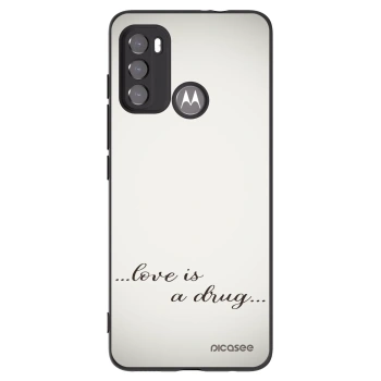 Picasee Motorola Moto G60 Hülle - Schwarzes Silikon - Love is a drug