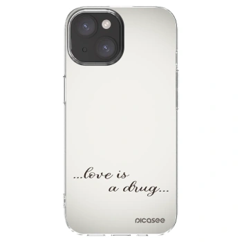 Picasee Apple iPhone 15 Hülle - Transparentes Silikon - Love is a drug