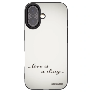 Picasee Apple iPhone 16 Hülle - Schwarzes Silikon - Love is a drug