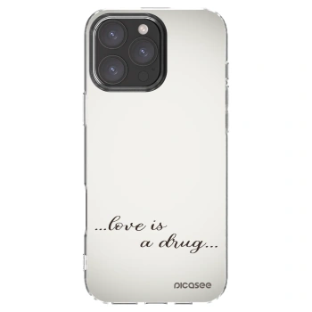 Picasee Apple iPhone 16 Pro Max Hülle - Transparentes Silikon - Love is a drug