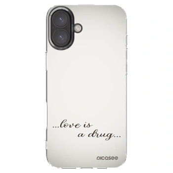 Picasee Apple iPhone 16 Plus Hülle - Transparentes Silikon - Love is a drug