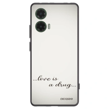 Picasee Motorola Moto G35 5G Hülle - Schwarzes Silikon - Love is a drug