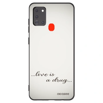 Picasee Samsung Galaxy A21s Hülle - Schwarzes Silikon - Love is a drug