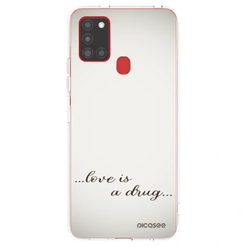 Picasee Samsung Galaxy A21s Hülle - Transparentes Silikon - Love is a drug
